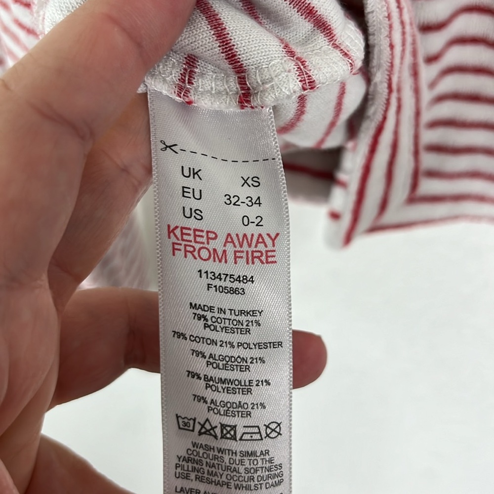 Topshop Terrycloth Stripe Button Up Polo in Red and White - Picture 7 of 8